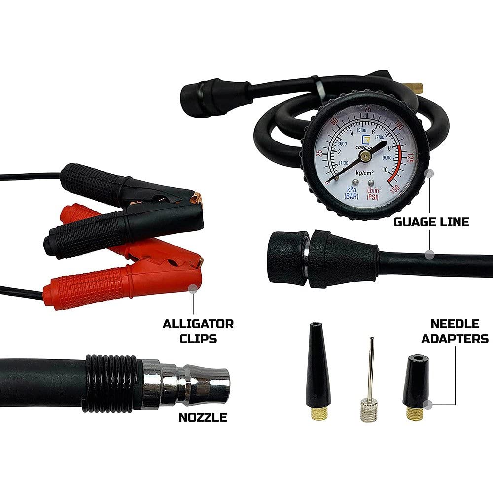 EGOI Portable Air Twin Compressor System Up Down Air 5.6 CFM With Storage Bag, Hose & Attachments - Single Motor