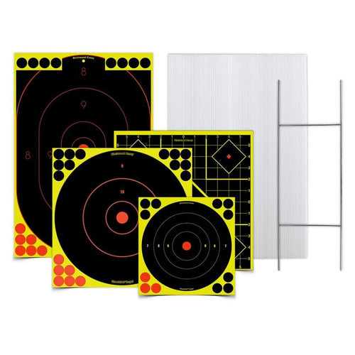 Sharpshooter Stand & Target Kit BIRCHWOOD CASEY for Shooting - Metal Wire Frame, 12" x 18" Backer Board & 4 Shoot-N-C Reactive Targets with 54 Pasters - Great for Backyard Plinking
