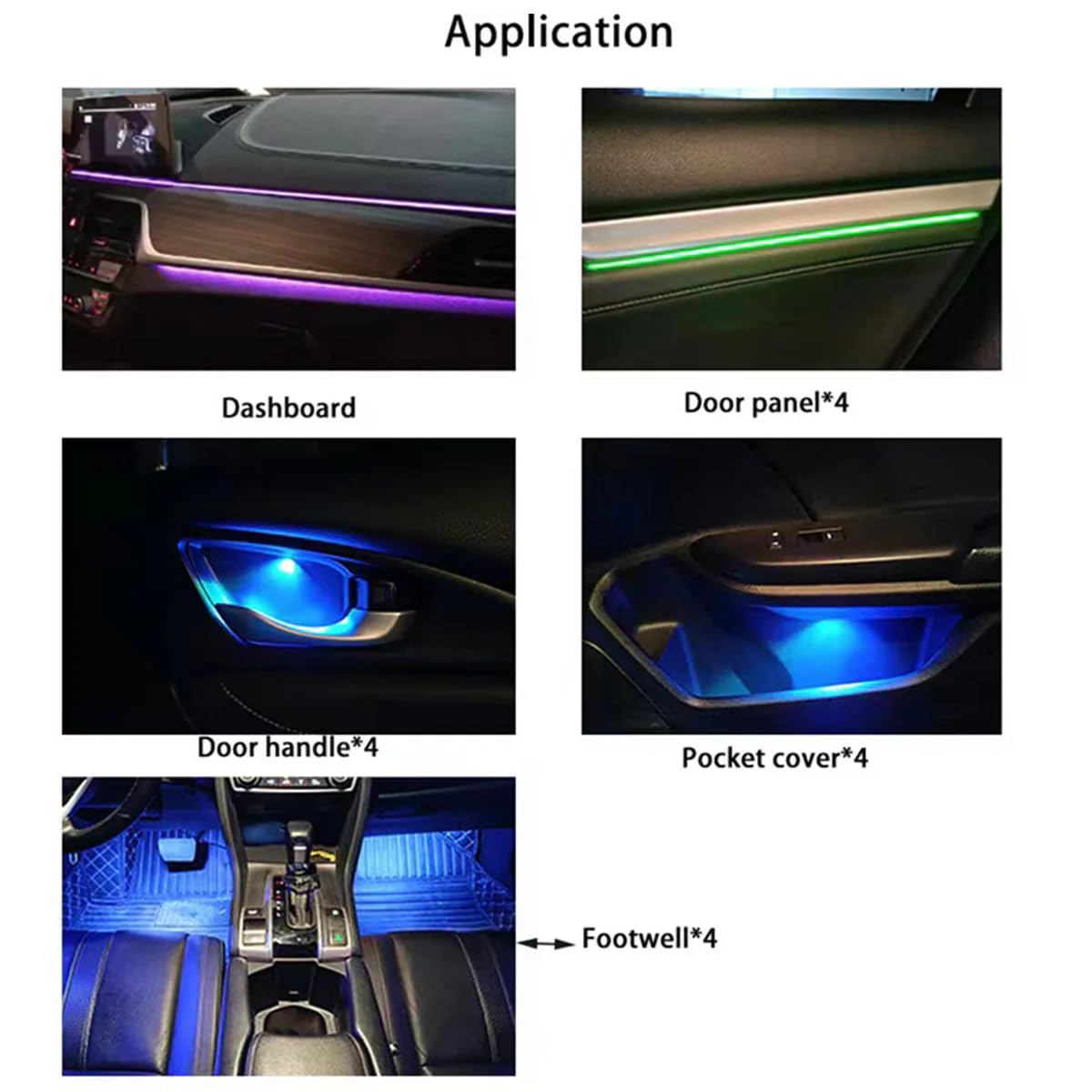 18-Piece RGBW Multicolor LED Interior Ambient Ultra-Flow Series Complete Vehicle Kit 4-Door
