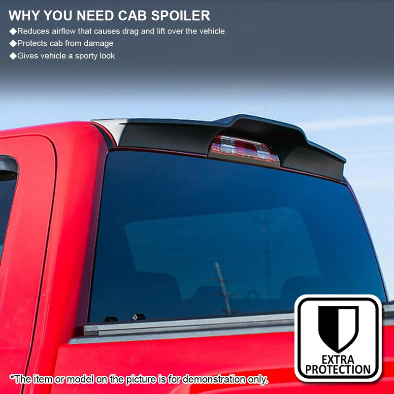 Matte Black ABS Cab Roof Spoiler Spec-D Tuning for 2014-2017 GMC Sierra 1500 Models