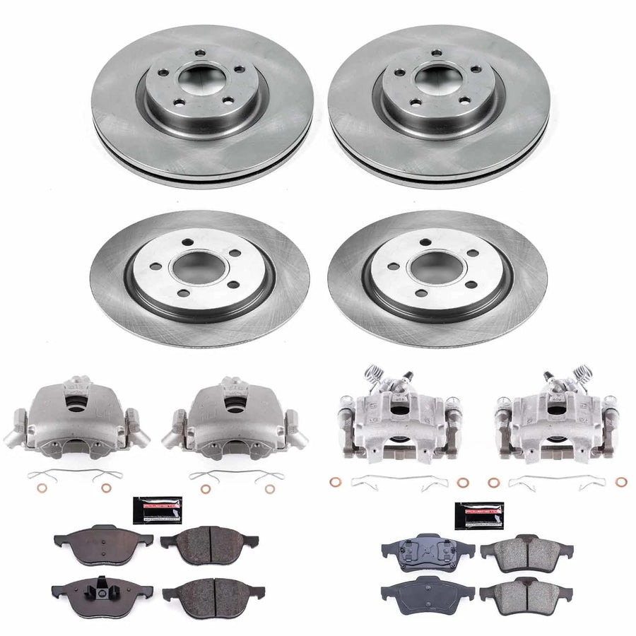 Power Stop KCOE4492A Replacement Autospecialty Front and Rear Caliper Kit-Rotors, Ceramic Brake Pads, Calipers For Volvo S40 2004-2005, Volvo V50 2005 [Model Specific]
