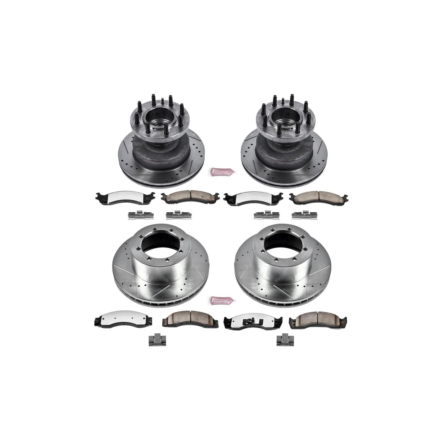 Power Stop K4233-36 Z36 Truck & Tow Front and Rear Brake Kit, Carbon Fiber Ceramic Brake Pads and Drilled/Slotted Brake Rotors For E-450 Econoline Super Duty, E-450 Super Duty [Model Specific]