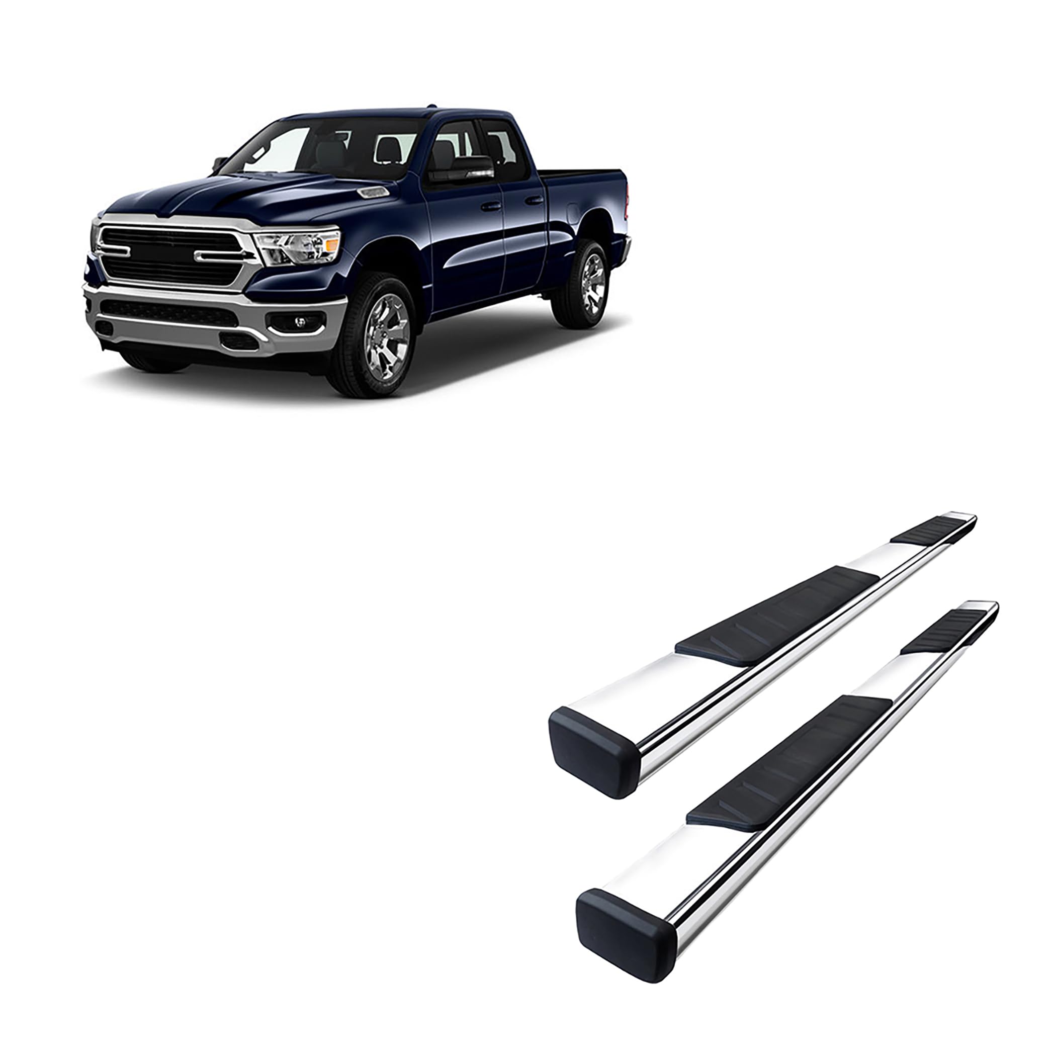Summit Black Horse Running Boards Stainless Steel Compatible with 2019-2025 Ram 1500 Quad Cab (Excl. 19-25 Ram 1500 Classic)-SU-DO0575SS