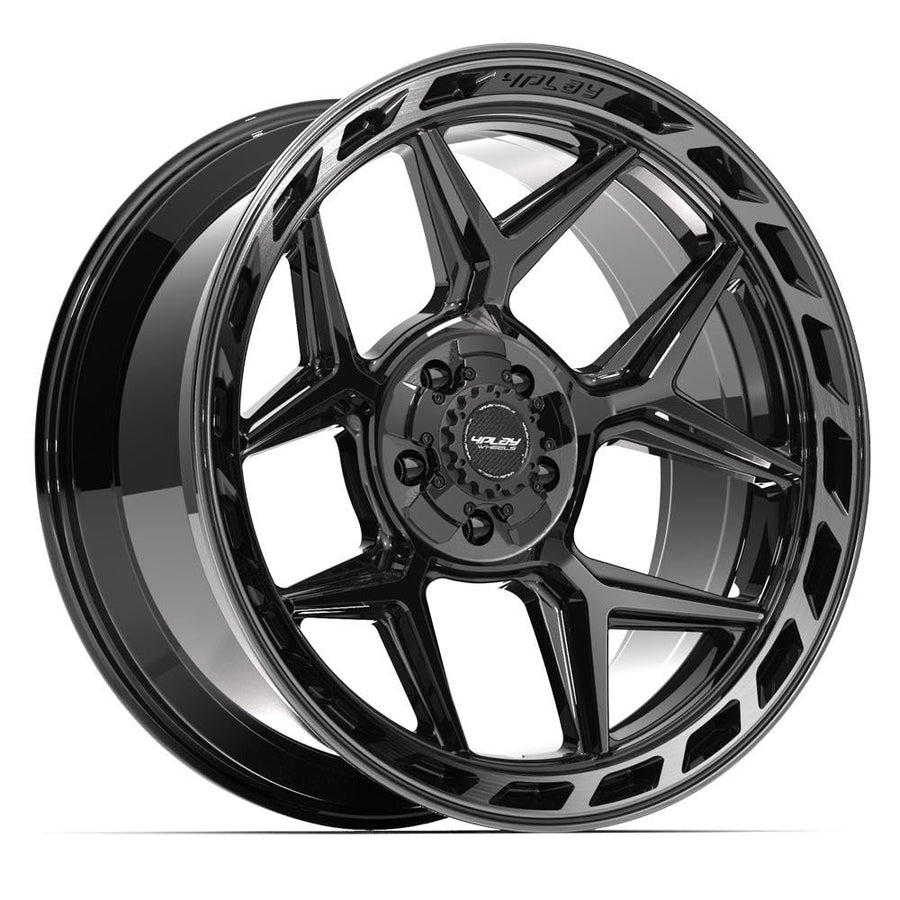 22 Inch 4PLAY Wheels Rim 4P55 Fits 5x127 & 5x139.7 22x10 Gloss Black Brushed with Tinted Clear (1)