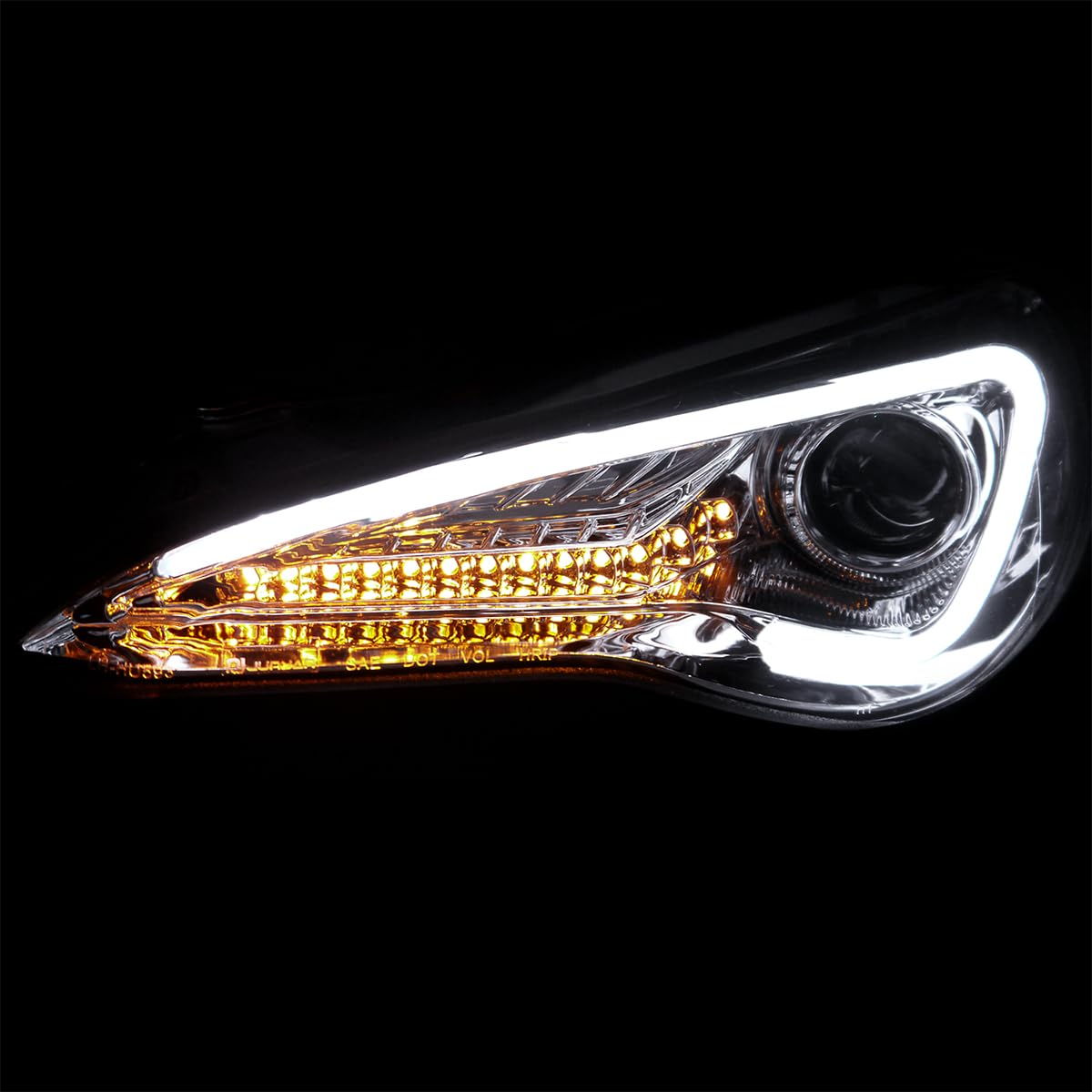 Spec-D Tuning Chrome LED Projector Headlights Compatible with 2013-2016 Scion FR-S with Factory Halogen Headlight