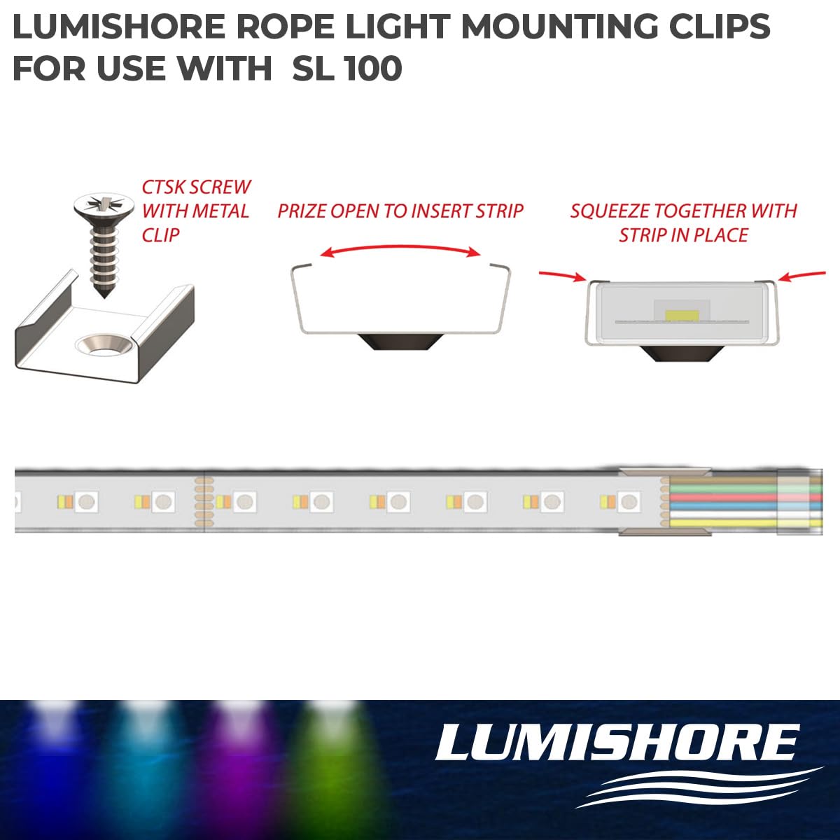 Eclipse Lumishore Strip Light Stainless Steel Brackets (Bag of 25), 60-0510