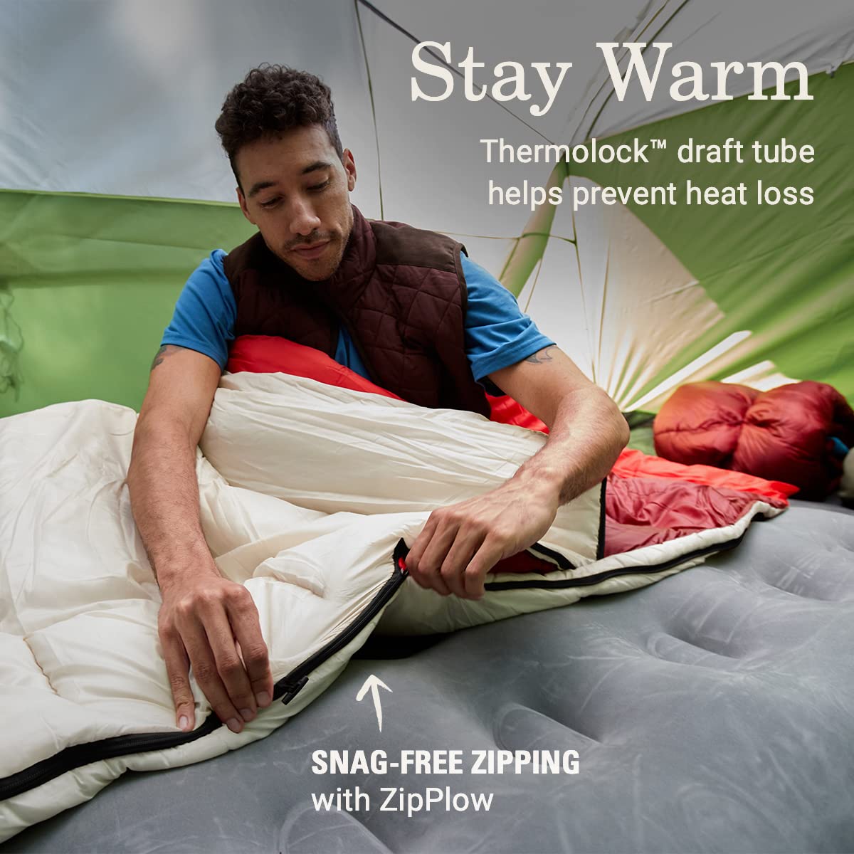 Coleman 30/40/50°F Flatlands Sleeping Bag, Made from 100% Recycled Material, Big & Tall Options, Cool-Weather Sleeping Bag for Camping, Sleepovers, Guests & More