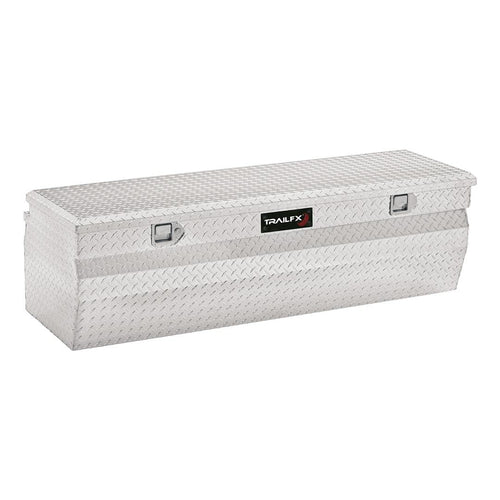 Angled Chest Tool Box Trailfx Single Lid with Struts Polished 16-Gauge Diamond Tread Aluminum 13.5 Cubic Foot 54 Inch Length x 19-7/8 Inch Width x 17-1/8 Inch Height Bright Finish 150581