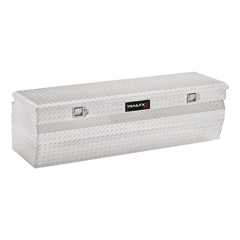 Angled Chest Tool Box Trailfx Single Lid with Struts Polished 16-Gauge Diamond Tread Aluminum 13.5 Cubic Foot 54 Inch Length x 19-7/8 Inch Width x 17-1/8 Inch Height Bright Finish 150581