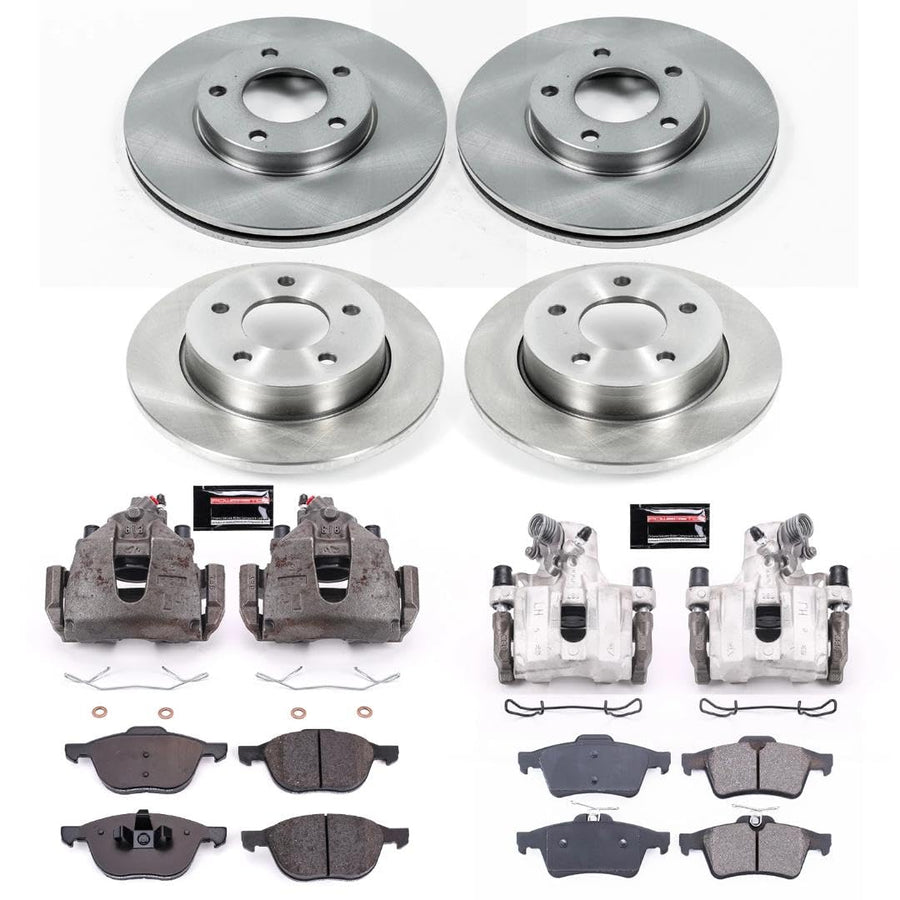 Power Stop KCOE121 Replacement Autospeciality Front and Rear Caliper Kit- OE Rotors, Ceramic Brake Pads, Calipers For Mazda 3 2006-2007 [Model Specific]