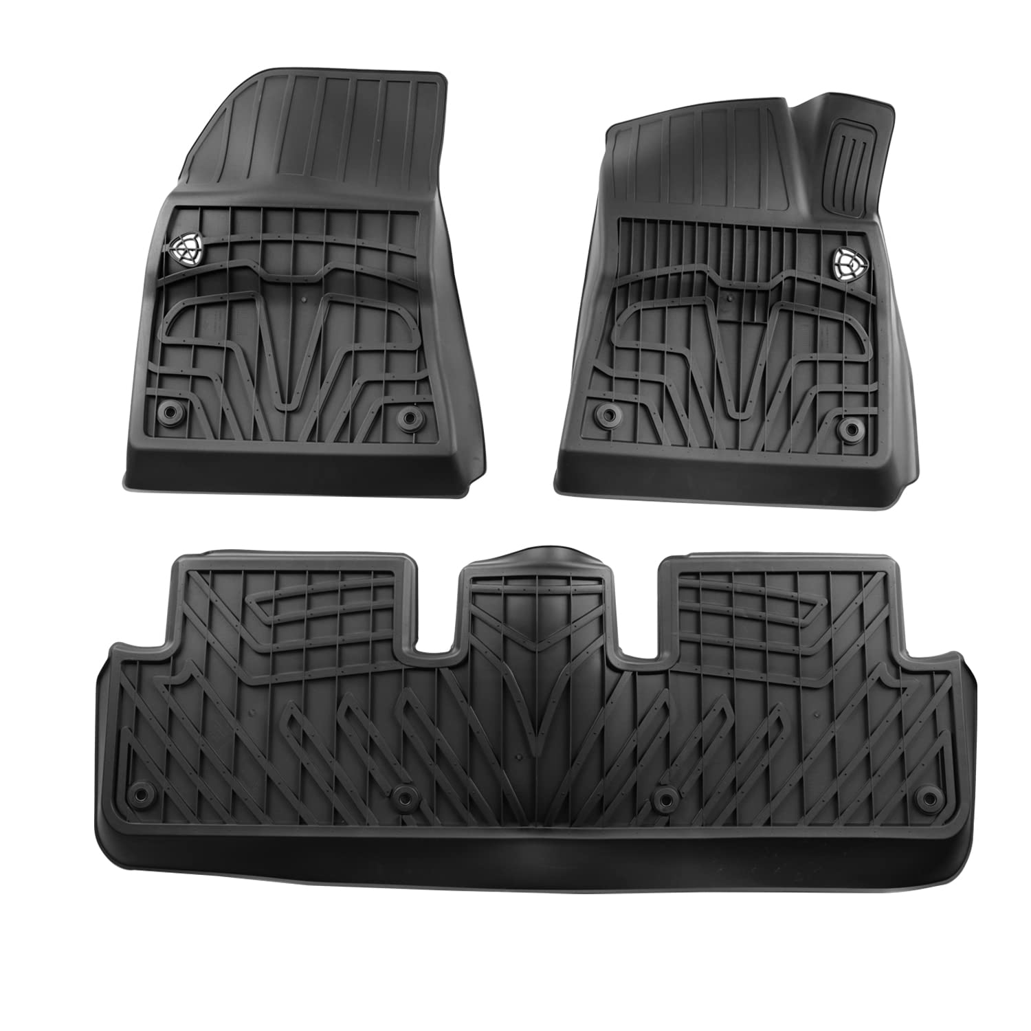 All-Weather Spec-D Tuning Black Injection-Molded TPE Front + Rear Floor Mats Compatible with 2017-2022 Tesla Model 3, 3PC