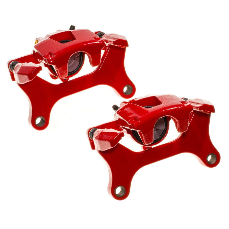 Rear Power Stop S15018 Pair of High-Temp Red Powder Coated Calipers