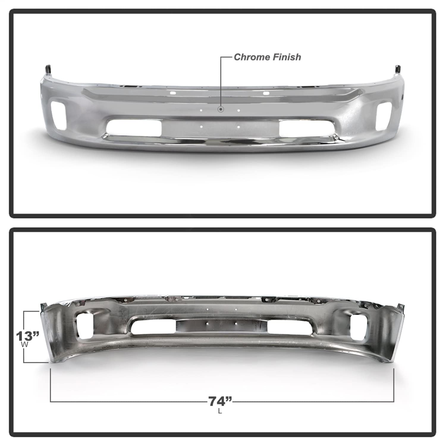 Dodge Ram 1500 13-18 Spyder Bottom w/o Sensor w/Fog Light Hole Front Bumper-Chrome (OEM 68160853AB)