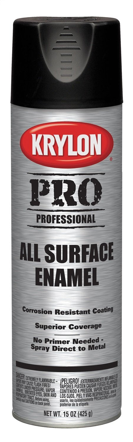 Krylon Professional K05813 All Surface Enamel, Black, Flat, 15 Ounce
