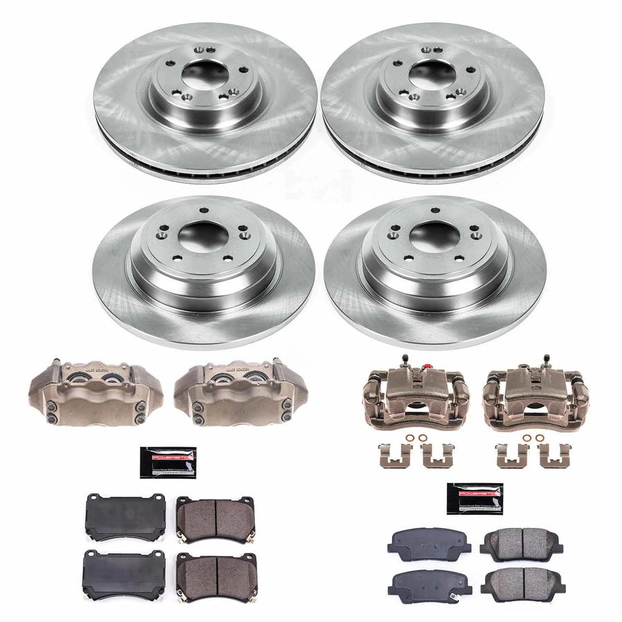 Power Stop KCOE5844 Front and Rear Brake Caliper Kit- Brake Rotors, Brake Pads & Calipers For Hyundai Genesis 2009 [Model Specific]