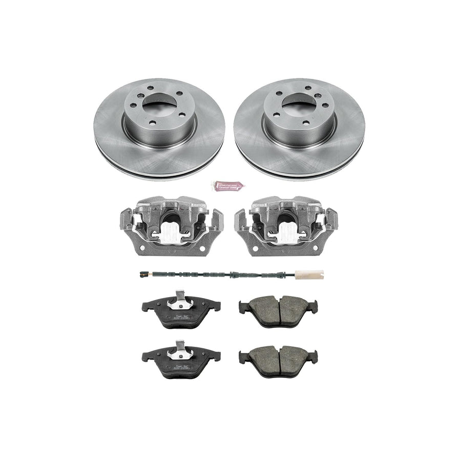 Power Stop KCOE6073 Replacement Autospeciality Front Caliper Kit- OE Rotors, Ceramic Brake Pads, Calipers and 1 Front Sensor Wire