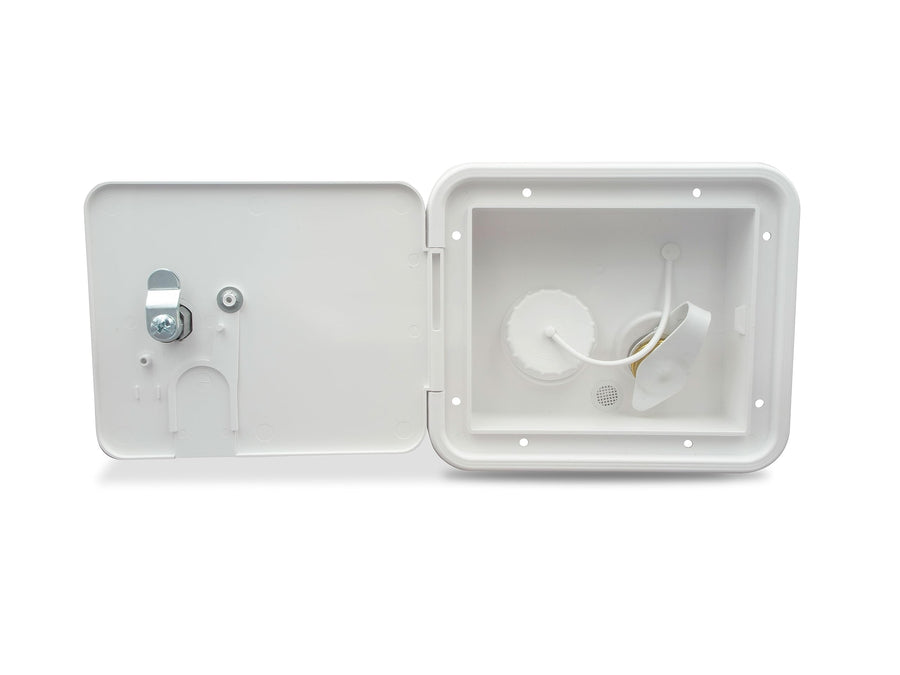B&B Molders, City/Gravity Water Fill Center 94253 with Brass Check Valve and Key Lock – Polar White, UV-Stable Acrylonitrile Construction, OEM Replacement – Made in USA
