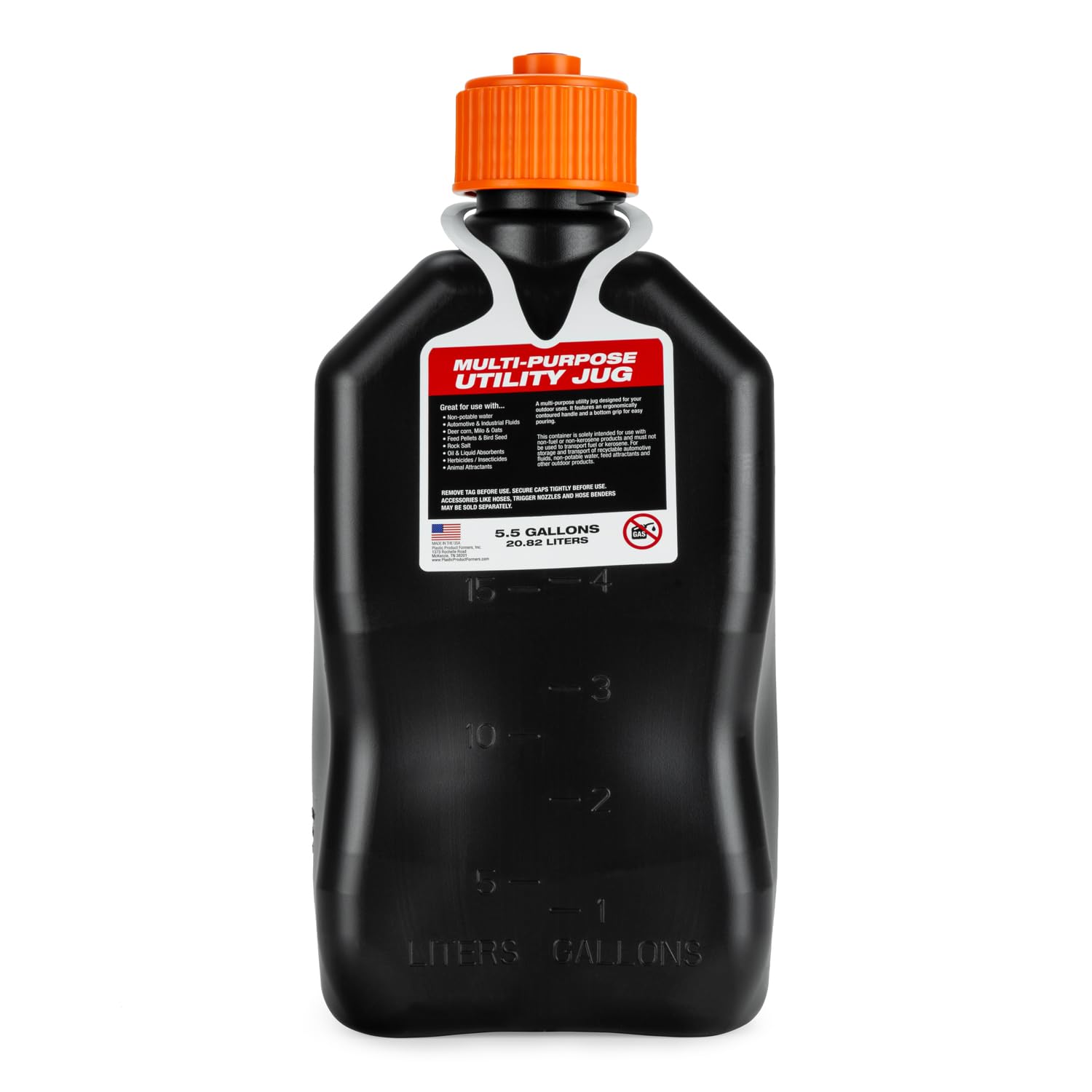 5.5 Gallon VP Racing Motorsport Jug V-Twin Sq. - Black/Orange