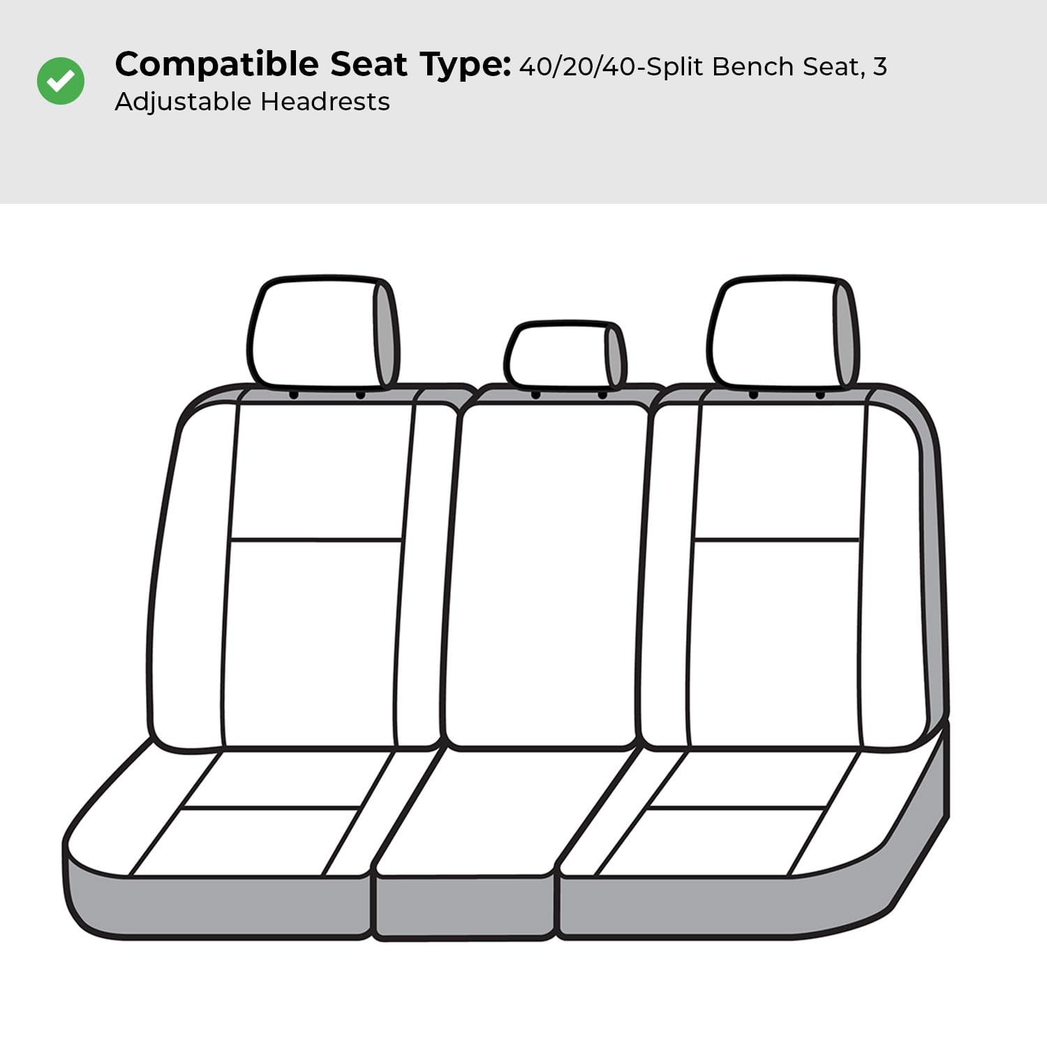 Covercraft Custom Seat Covers Polycotton | Fits 2023-2025 Honda Pilot | 2nd Row 40/20/40 Bench Seat, Grey