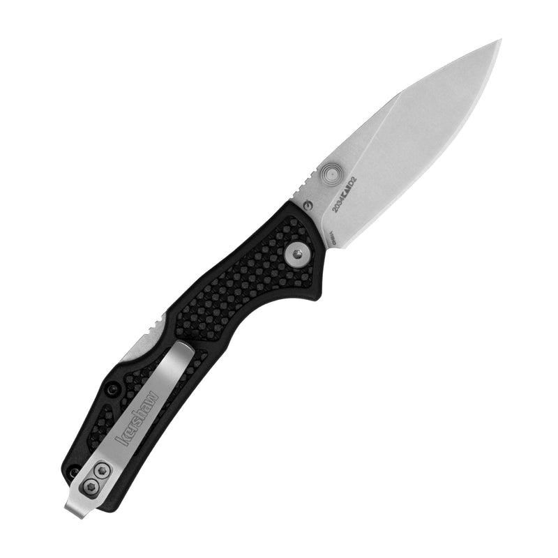 Kershaw Mid Lock Debris Folding Pocket Knife, Small 2.75 inch D2 Stainless Steel Blade with Mid-Lock, Manual Open with Thumb Stud, Deep Carry Pocketclip, Black Handle with Grey Stonewashed Blade