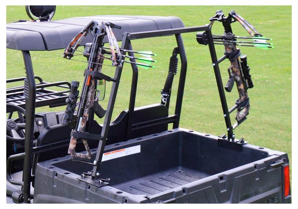 Quick-Draw GREAT DAY Double Crossbow Rack - Aluminum Frame - Black Powder-Coated Finish - 2 Crossbows Holder, QD802-CB