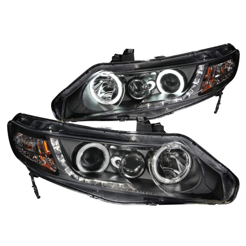 Projector Headlight Set ANZO USA w/CCFL Halo-Black 121454