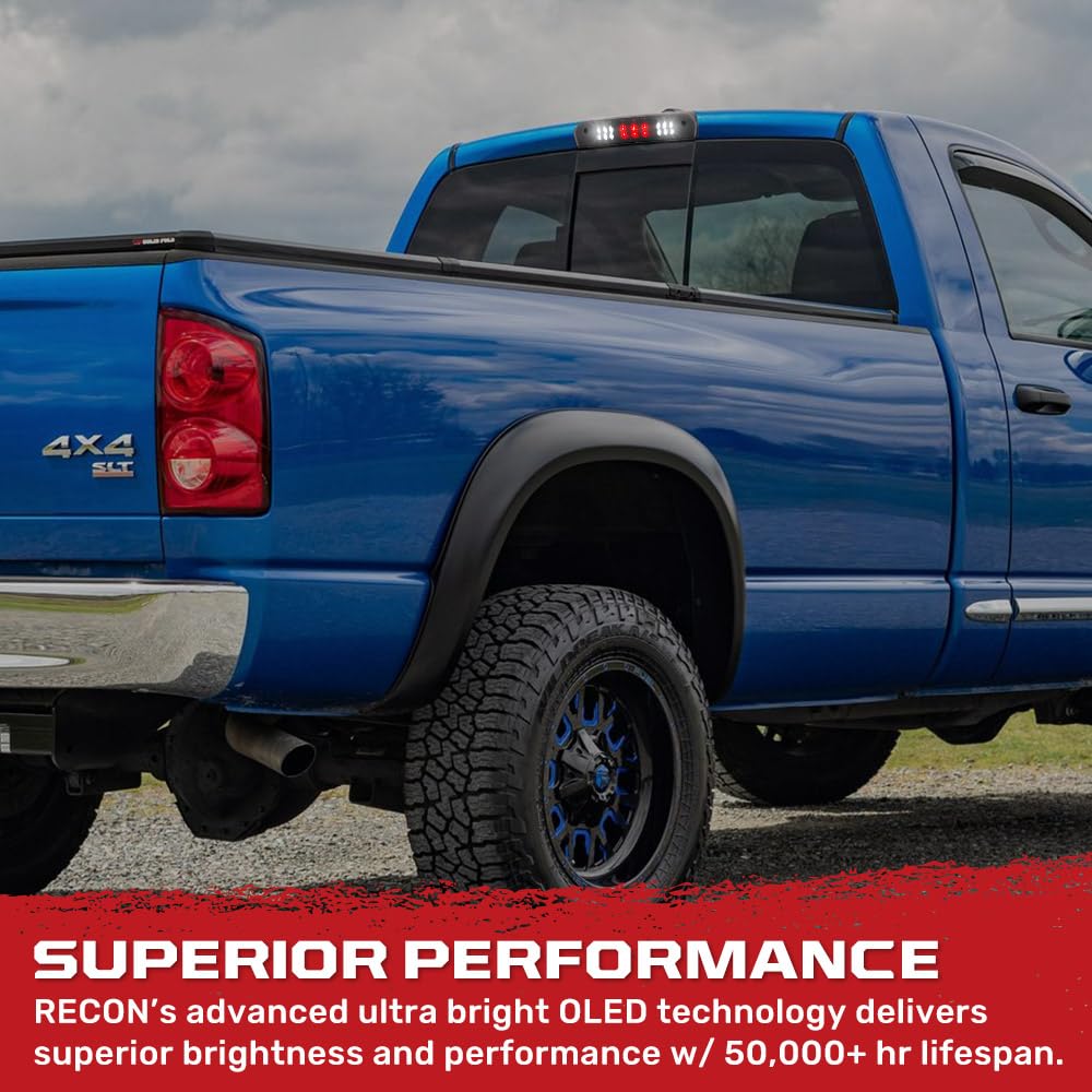 2002-2008 RAM 1500 & 2003-2009 RAM 2500/3500 - RECON Smoked LED 3rd Brake Light Kit with White Cargo Lights in Smoked Lens