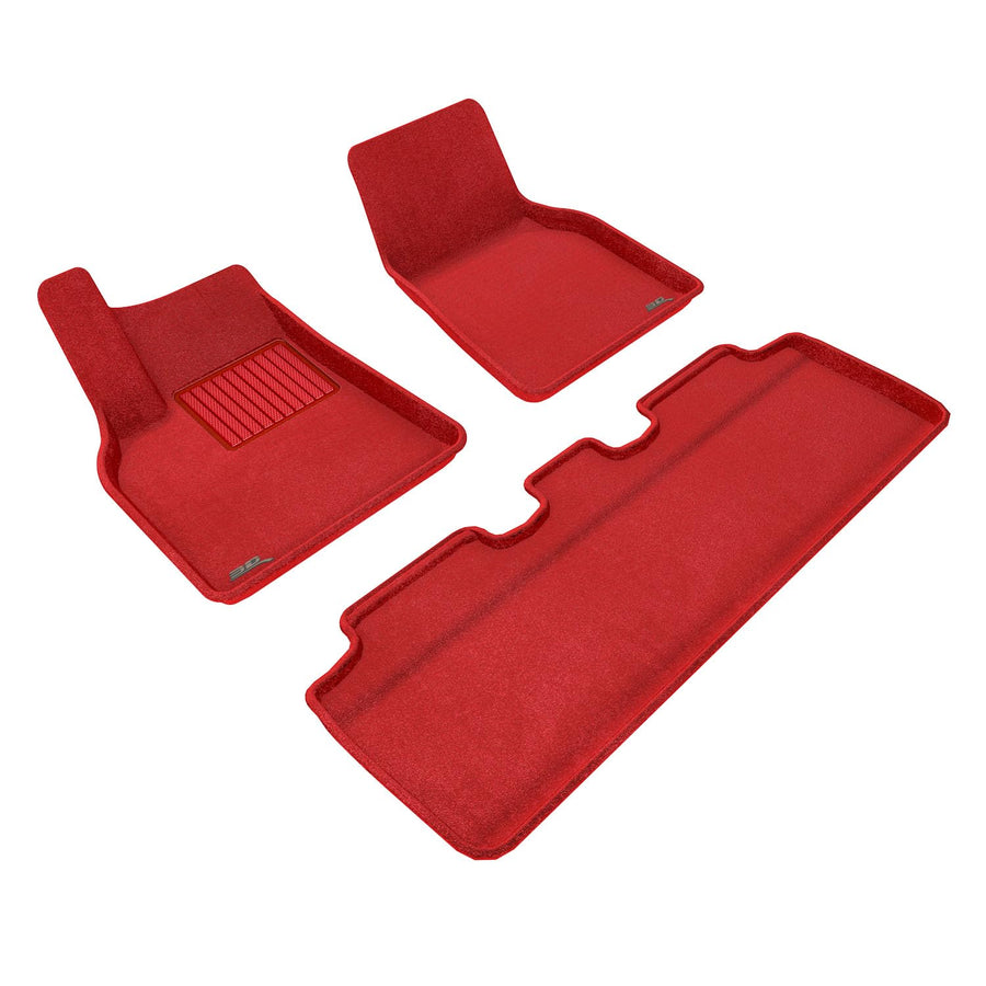 3D MAXpider Premium Custom Fit Floor Mat (Red) Compatible with Tesla Model Y 5-Seat 2020-2024 - Full Set