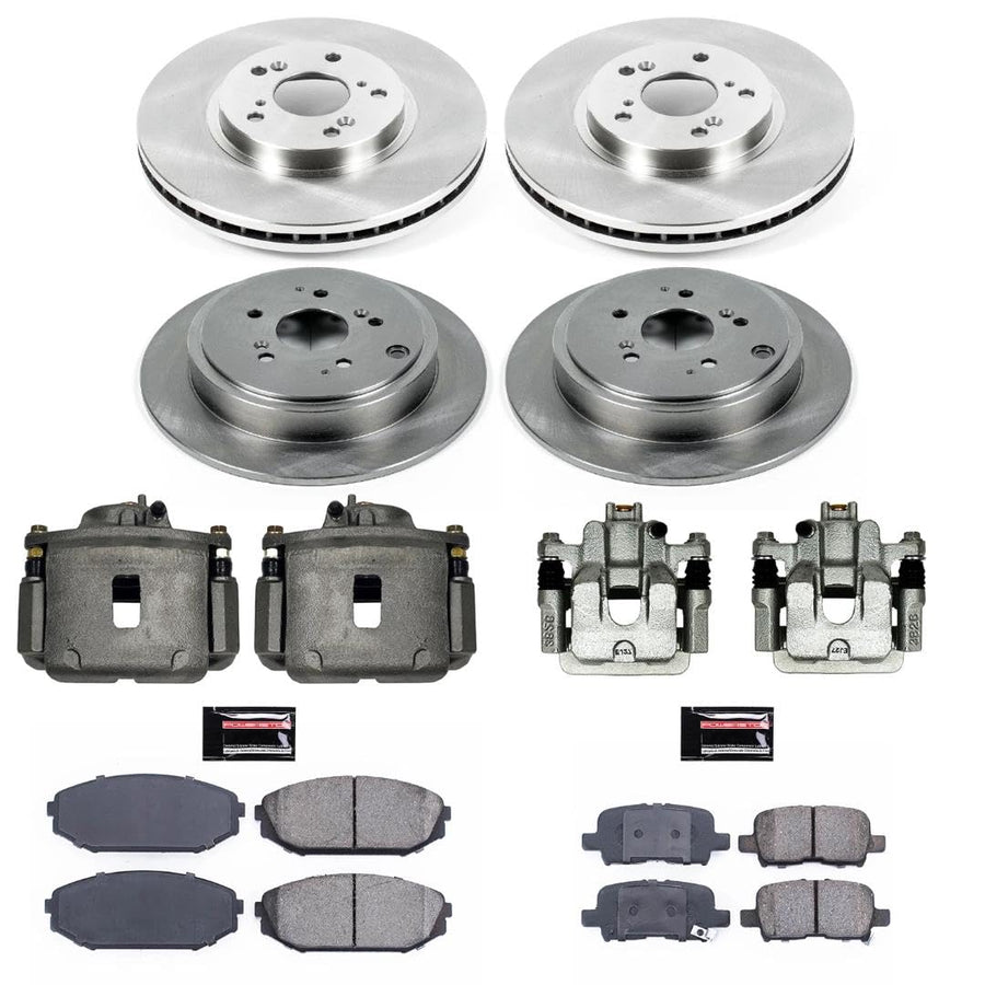 Power Stop KCOE2300 Replacement Autospeciality Front and Rear Caliper Kit- OE Rotors, Ceramic Brake Pads, Calipers For Acura MDX 2001-2002 [Model Specific]