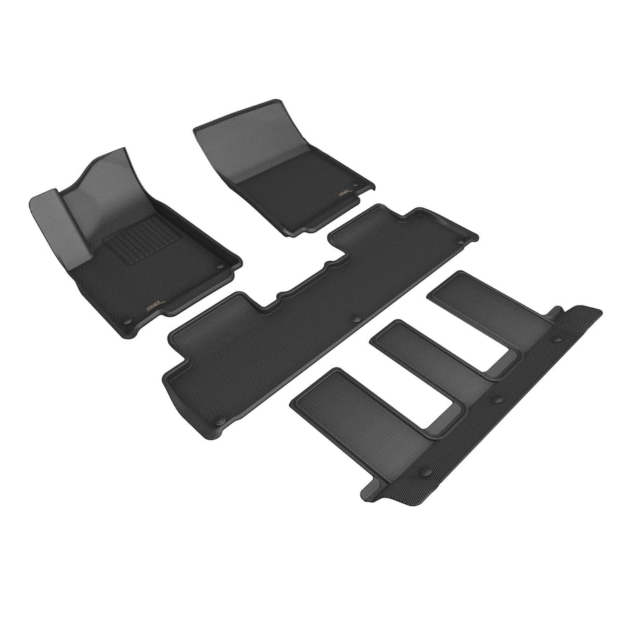 Kagu Floor Mat (Black) 3D MAXpider Custom Fit Compatible with Rivian R1S 2022-2024 - Full Set