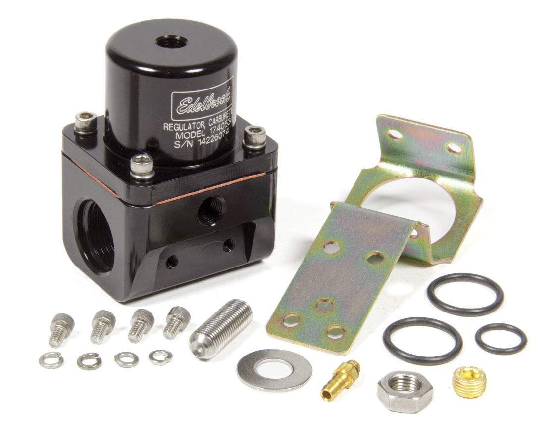 Edelbrock Fuel Pressure Regulator 174053 Bypass Style 180GPH Blk, Black