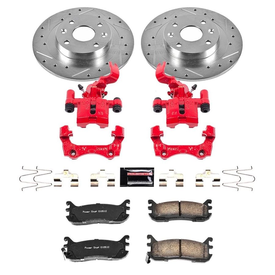 Power Stop Z23 KC772 Evolution Sport 1-Click Brake Kit with Powder Coated Calipers (Brake Pads | Drilled/Slotted Rotors) For Mazda Miata 1994-1997 | Mazda Miata 1999-2005 [Vehicle Specific]