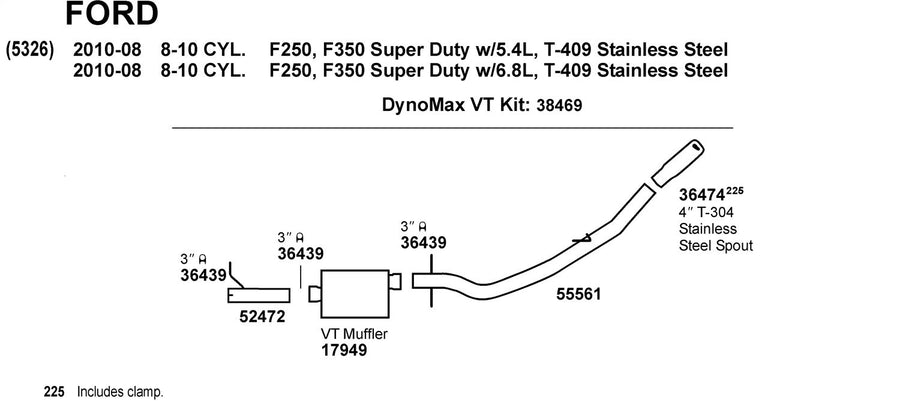Exhaust Tail Pipe Dynomax 55561 for Ford F-250 Super Duty