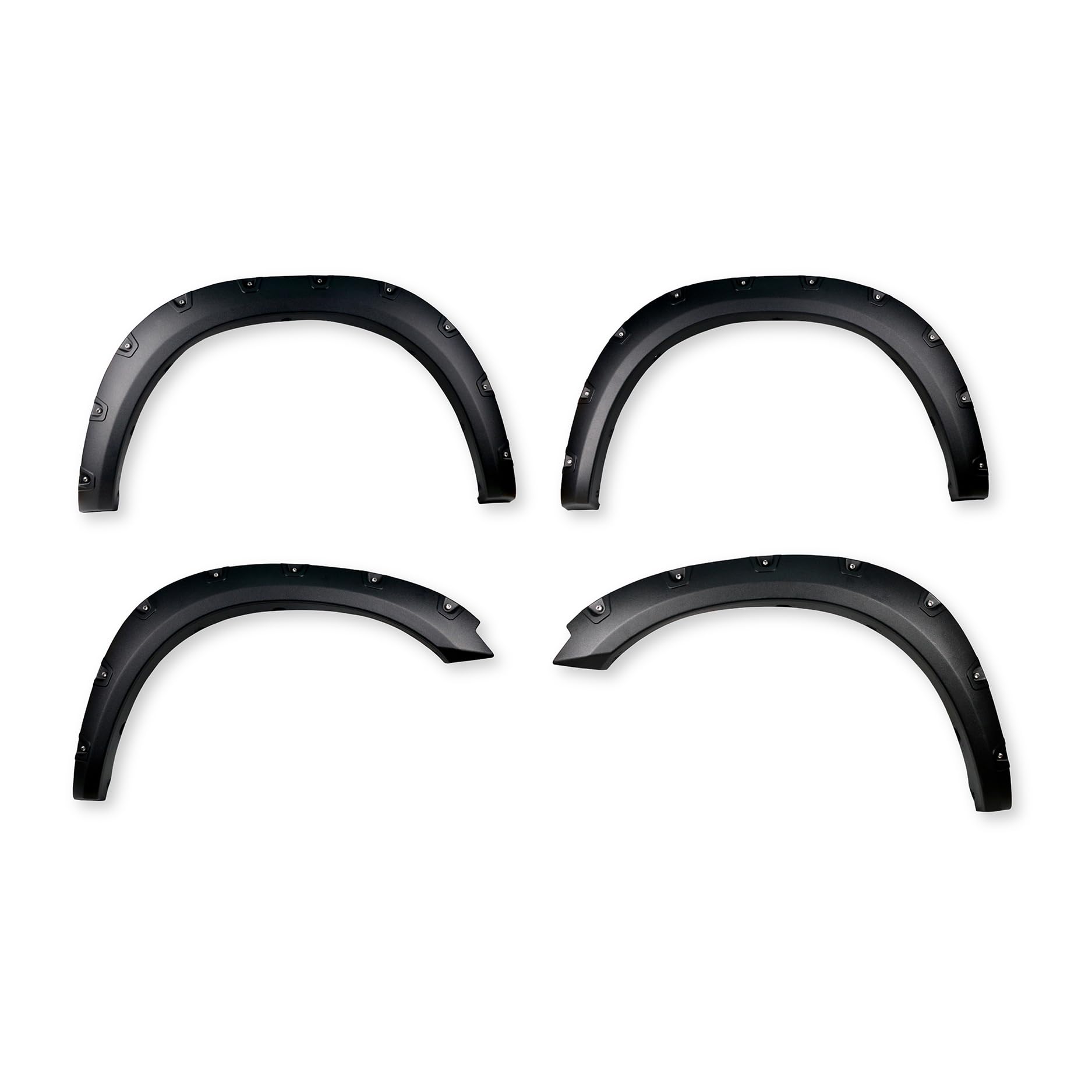TrailFX Fender Flares Pocket Style for Ram 1500 2011-2018 Black Textured Paintable Polypropylene Set of 4 with Stainless and Black Steel Rivets TrailFX TFD3002T