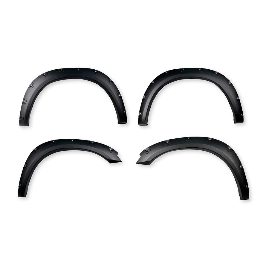 TrailFX Fender Flares Pocket Style for Ram 1500 2011-2018 Black Textured Paintable Polypropylene Set of 4 with Stainless and Black Steel Rivets TrailFX TFD3002T