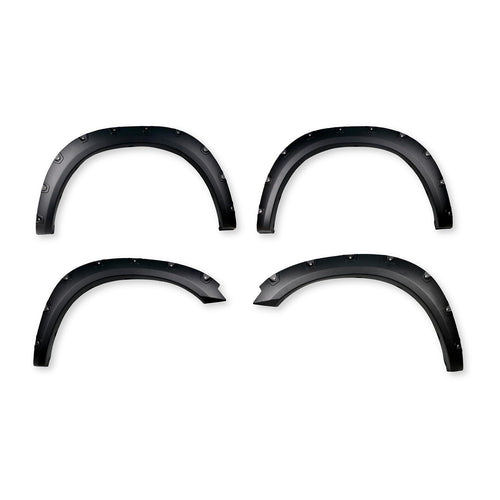 TrailFX Fender Flares Pocket Style for Ram 1500 2011-2018 Black Textured Paintable Polypropylene Set of 4 with Stainless and Black Steel Rivets TrailFX TFD3002T