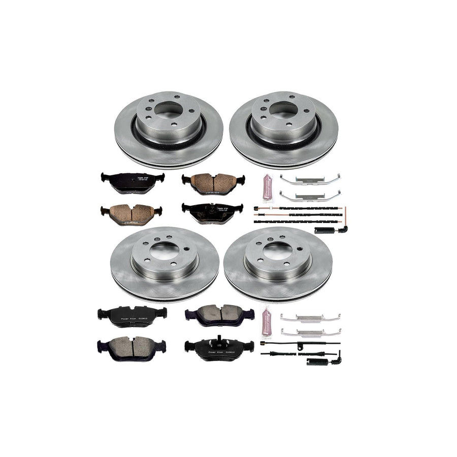 Power Stop Autospecialty KOE873 Front and Rear Replacement Brake Kit-OE Brake Rotors & Ceramic Brake Pads and 1 Front & 1 Rear Sensor Wires For BMW Z4 2003-2008 [Model Specific]