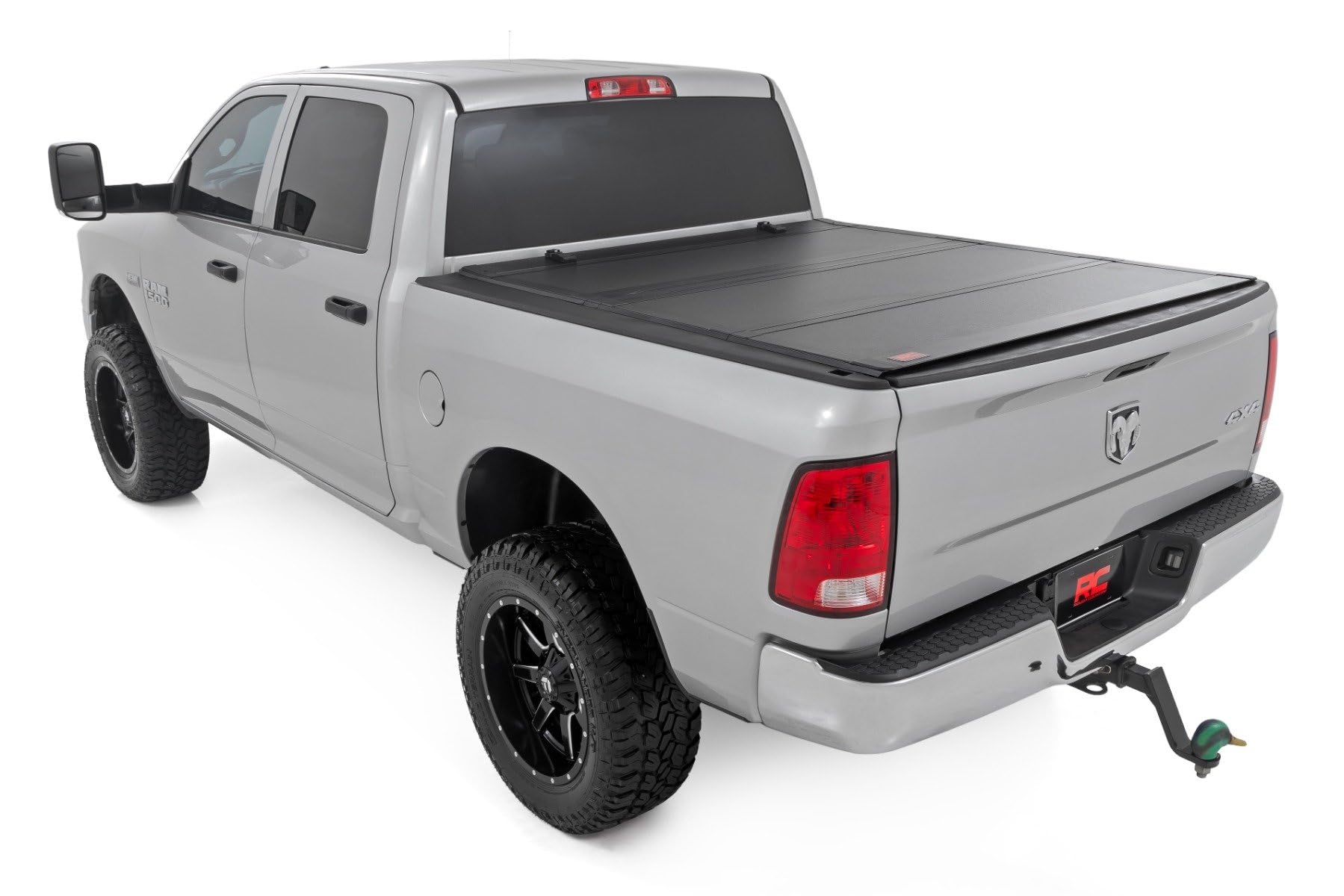 Rough Country Hard Flip Up Tonneau Cover for Ram 1500, Classic (2009-2018) - Fits 5'7" (67.4") Bed, Weather-Resistant, Tri-Fold Aluminum Panels