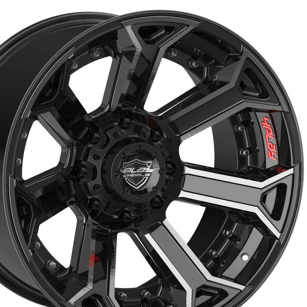 4PLAY Wheels 4P70-22120-8650-44BBT Painted Brushed Black Wheel (22 x 12. inches /8 x 165 mm, -44 mm Offset)