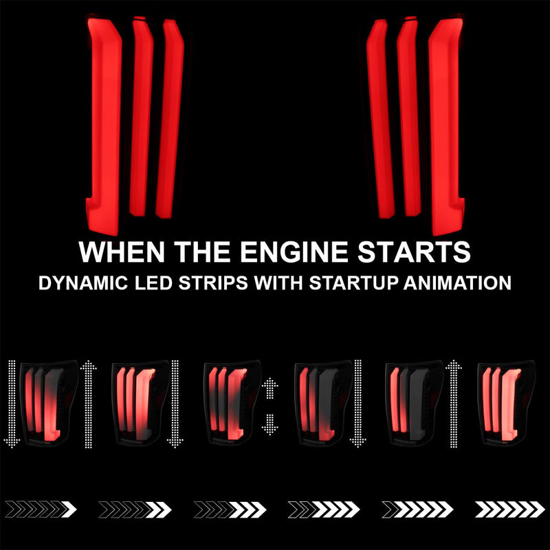 Black Smoke SPEC-D TUNING Full LED Sequential Tail Lights w/White LED Light Bars and Startup Animation Compatible with 2007-2013 Toyota Tundra, Left + Right Pair Assembly