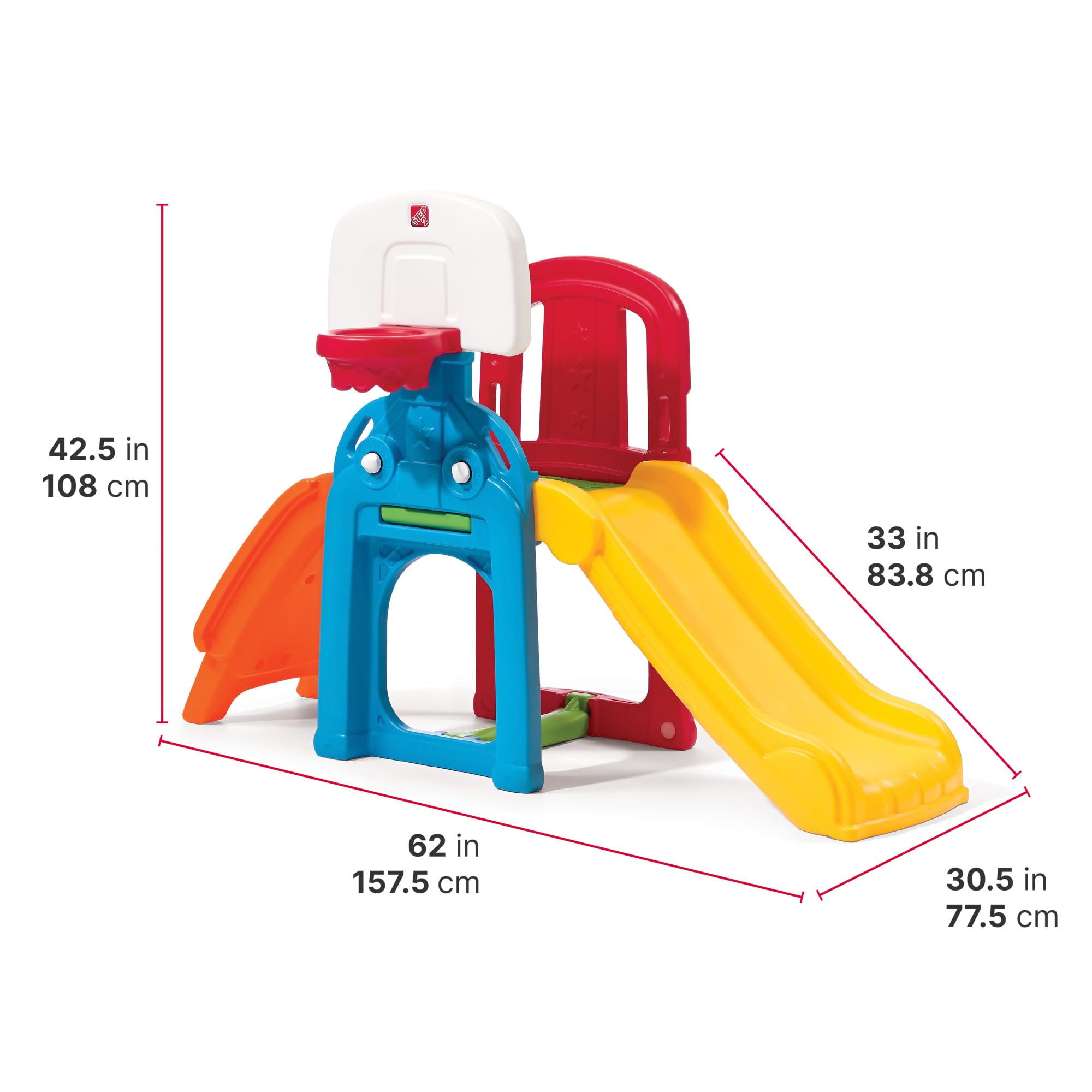 Step2 Game Time Sports Climber, Indoor/Outdoor Kids Playset, Backyard Playground Set, Slide, Climbing Wall, Basketball Hoop, Jungle Gym Outside, For Toddlers 2-6 Years Old