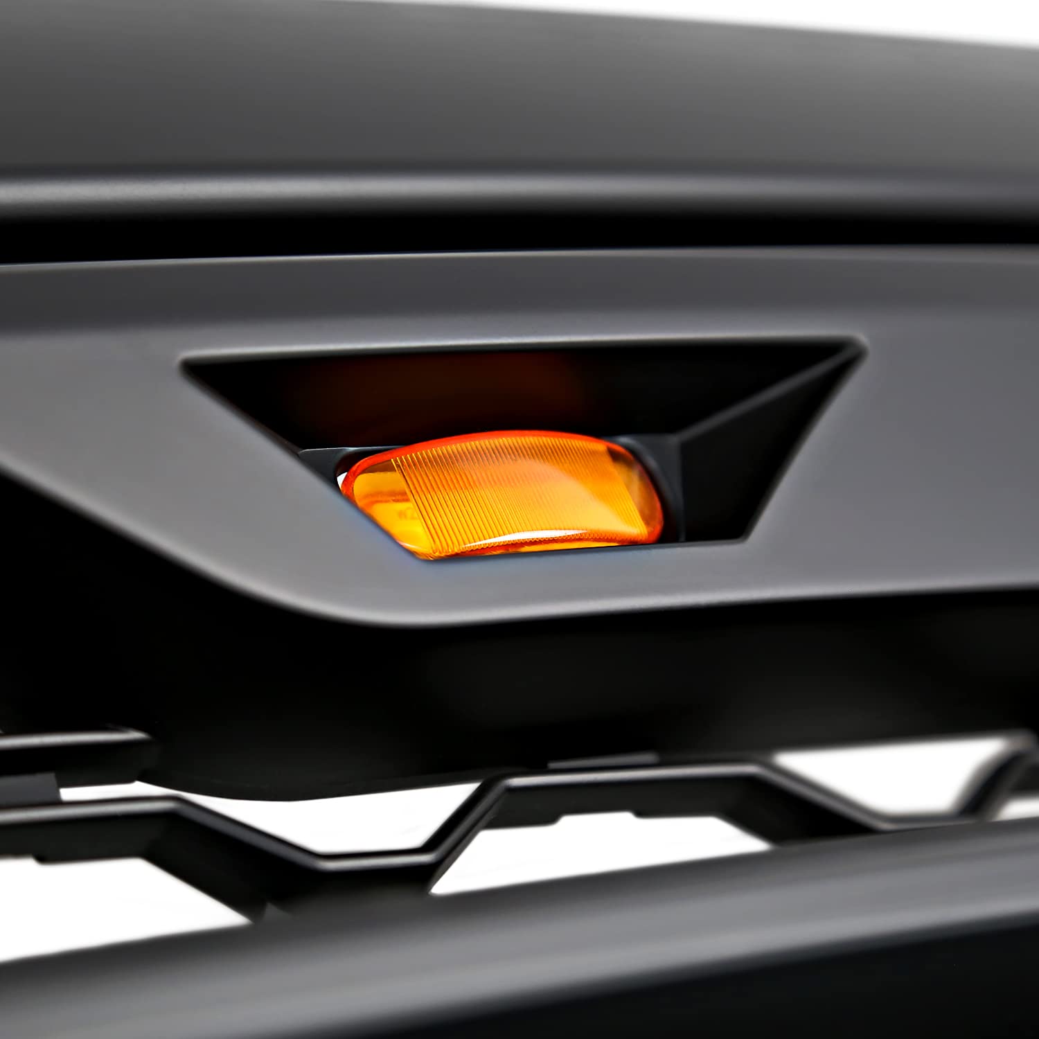 Matte Black Spec-D Tuning Front Bumper Hood Grille w/Amber LED Lights Compatible with 2009-2012 Dodge Ram 1500