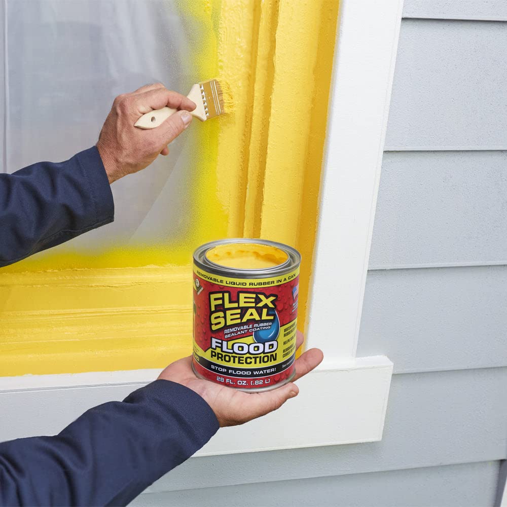 Flood Protection Flex Seal Liquid, 122 oz, Waterproof Rubberized Liquid, Removable, Use on Windows, Doors, Garage Doors, Seams, Casings, Thresholds, Conduits, Vents, Ducts, and More