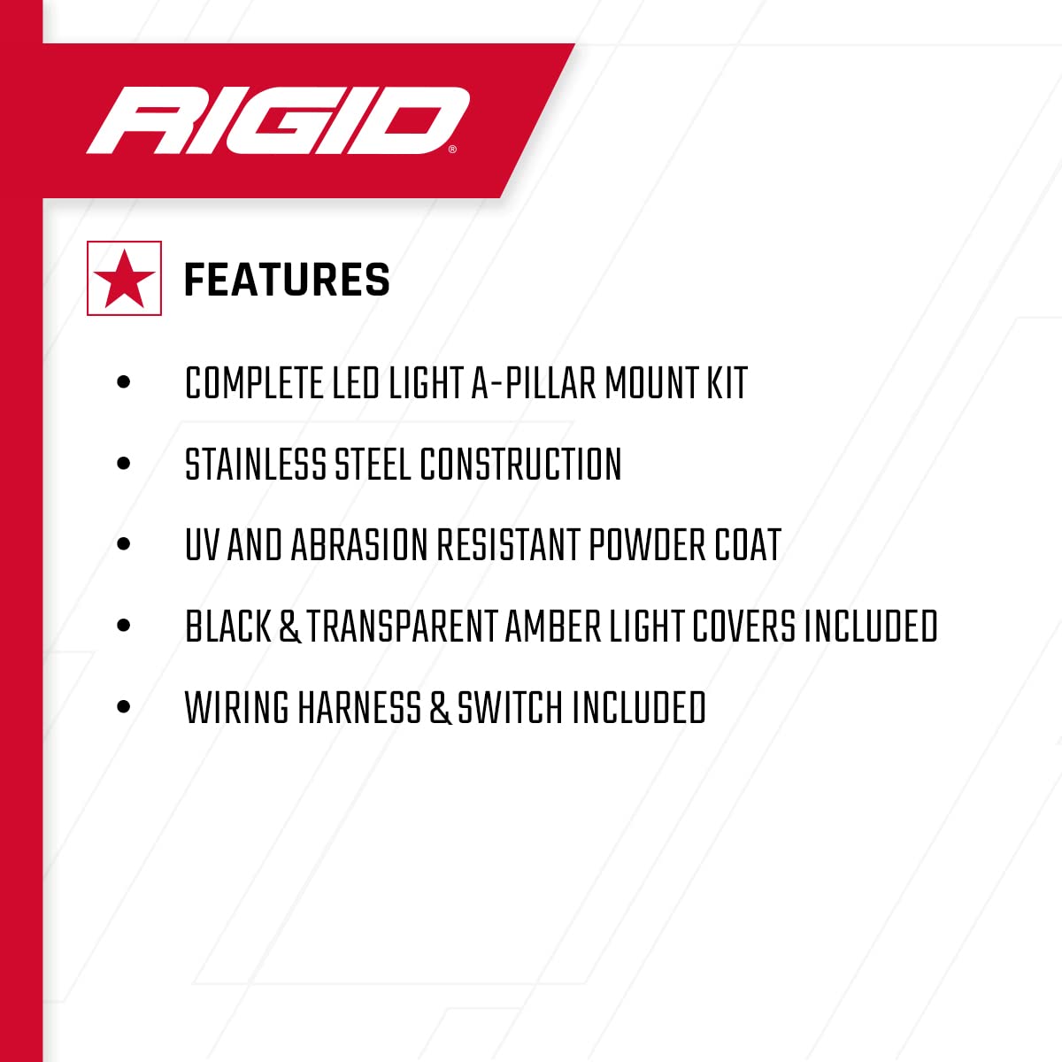 A-Pillar Light Kit RIGID INDUSTRIES, Fits the 2014-2020 Toyota Tundra – 4 inch 360 Series Drive Lights
