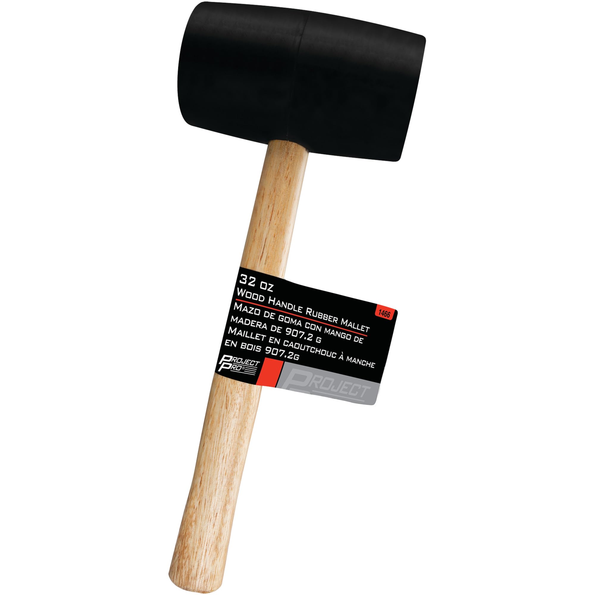 Durable Hard Rubber Head Mallet Performance Tool 1466 with Ergonomic Wood Handle for Woodworking, Construction and DIY Projects