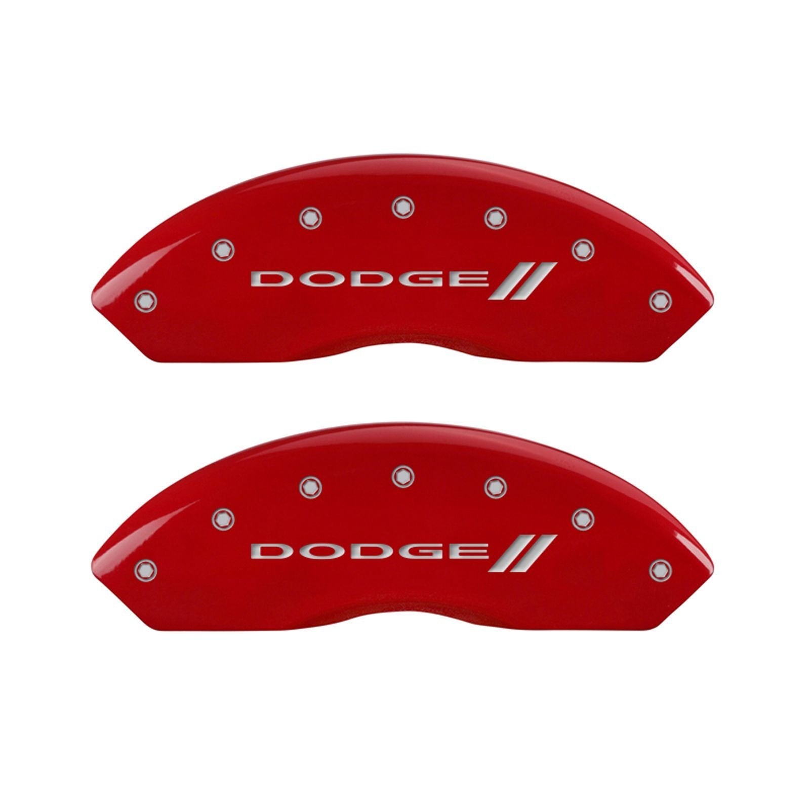 MGP Caliper Covers 12059SDD3RD Engraved Dodge ll Caliper Cover with Red Powder Coat Finish and Silver Characters, (Set of 4)