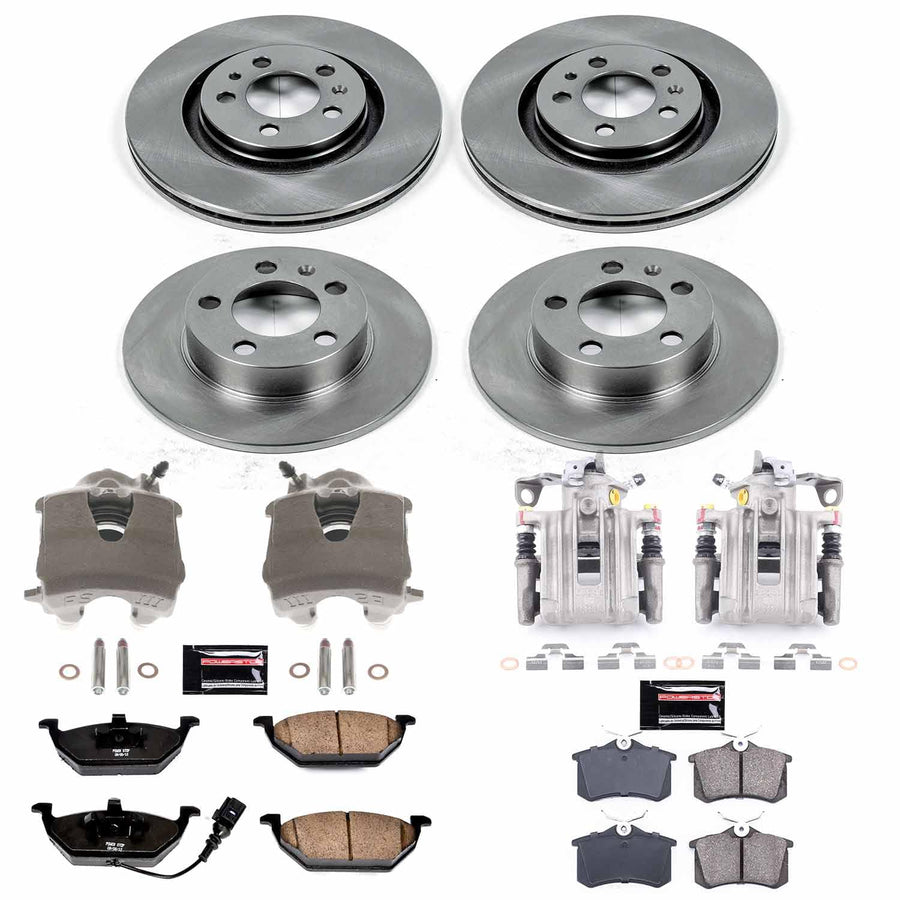 Power Stop Autospecialty KCOE840 Brake Caliper Kit- Front and Rear Brake Rotors, Brake Pads & Calipers
