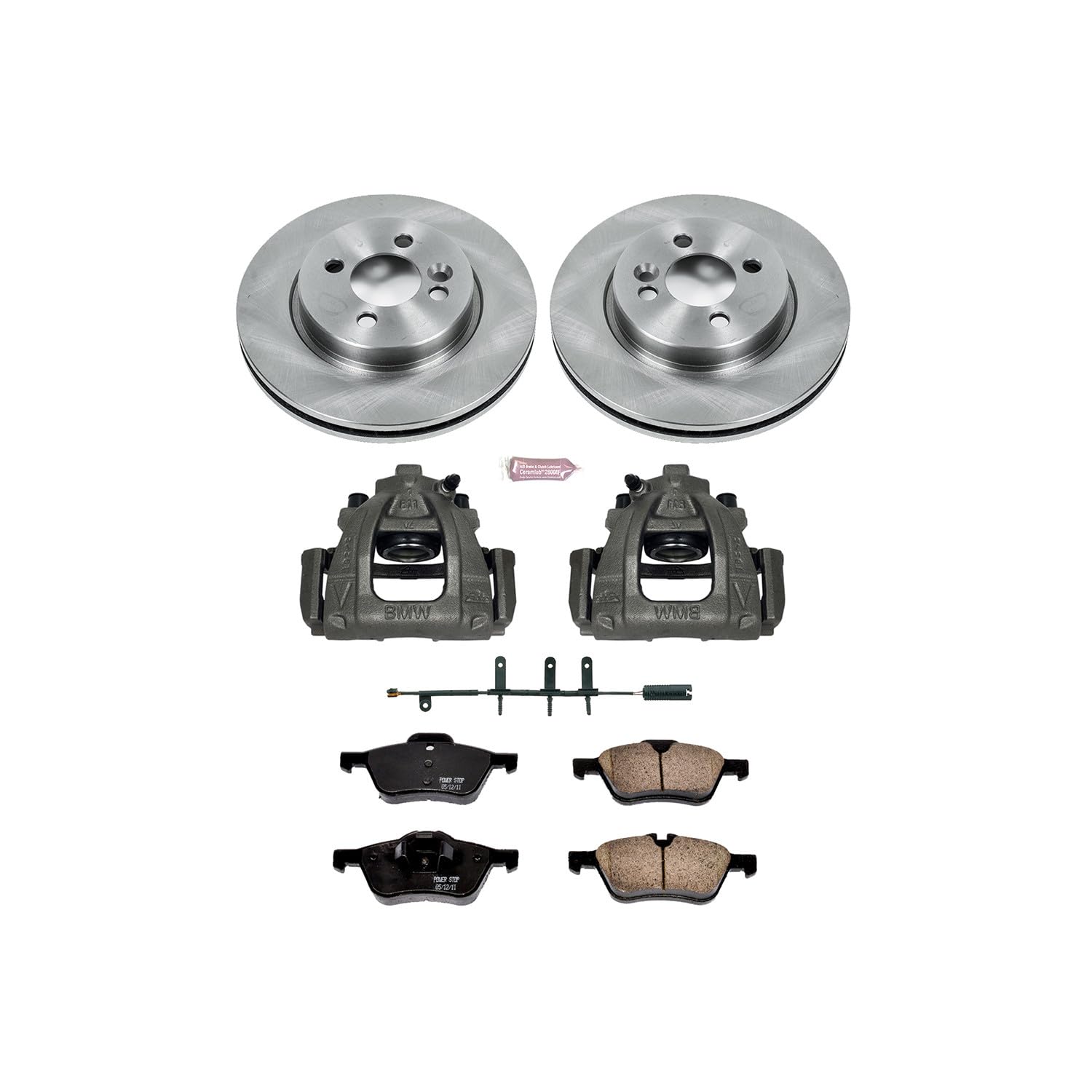 Power Stop KCOE5780 Replacement Autospeciality Front Caliper Kit- OE Rotors, Ceramic Brake Pads, Calipers For Mini Cooper 2007-2008 [Model Specific]