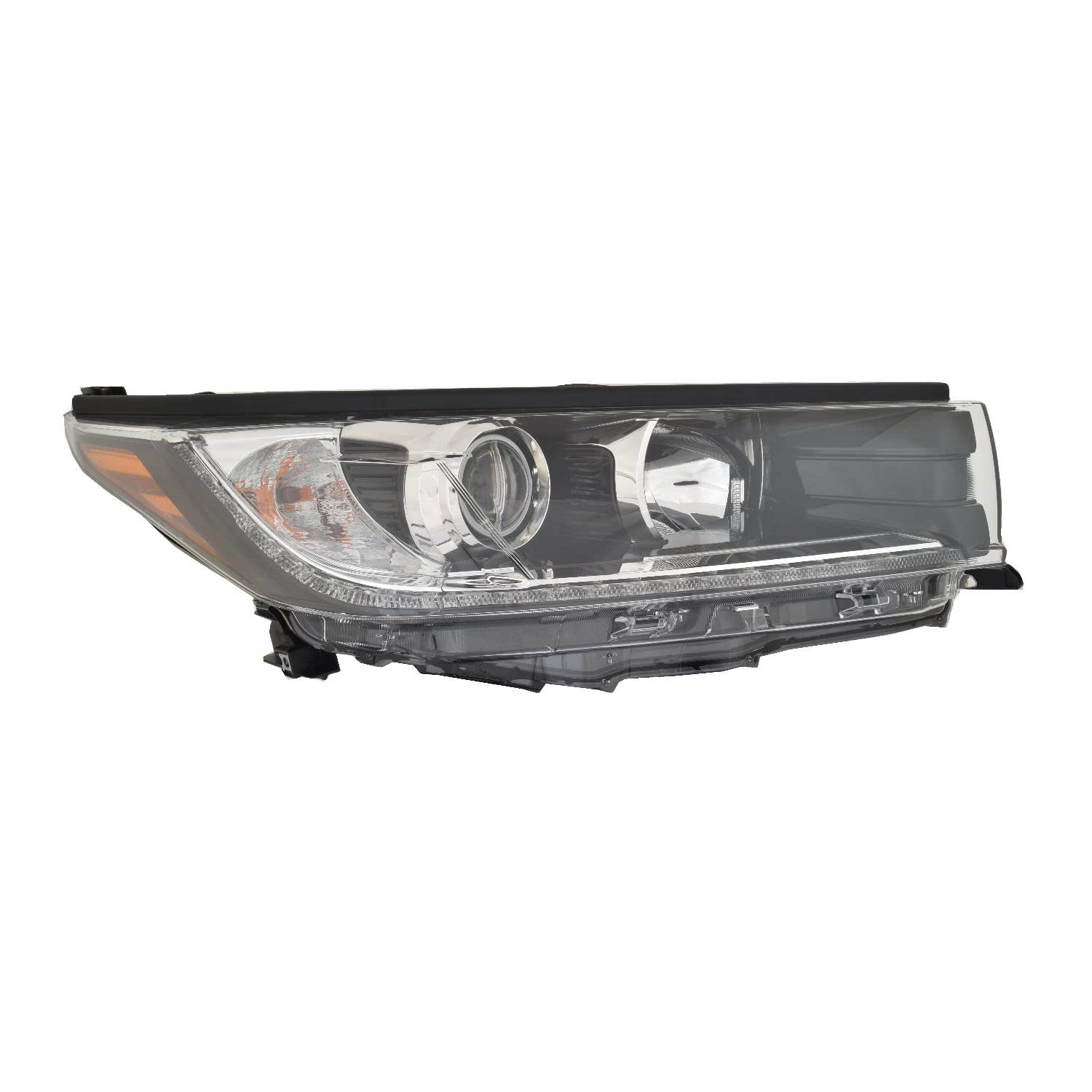 Toyota Highlander 17-18 Headlight SE without BLACK Accent with SMOKED Chrome with LED Day time Running Light Passenger Side | DOT Certified 81110-0E390 | TO2503253