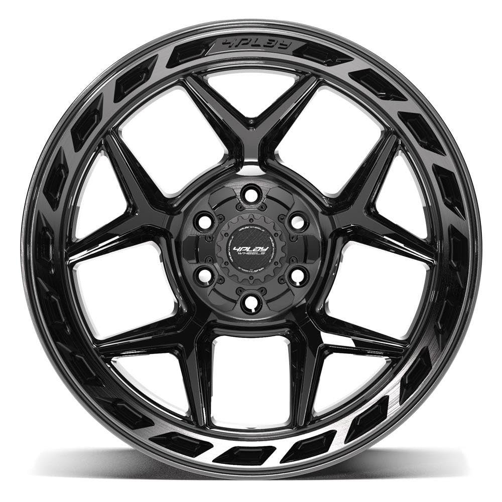 4PLAY 20 Inch Wheels Rim 4P55 Fits 6x135 & 6x139.7 20x12 Gloss Black Brushed with Tinted Clear (1)